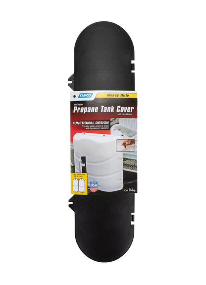 Camco 21017 - Kit de Tapa de Repuesto para depósito de propano (Incluye Accesorios de Montaje), Color Negro