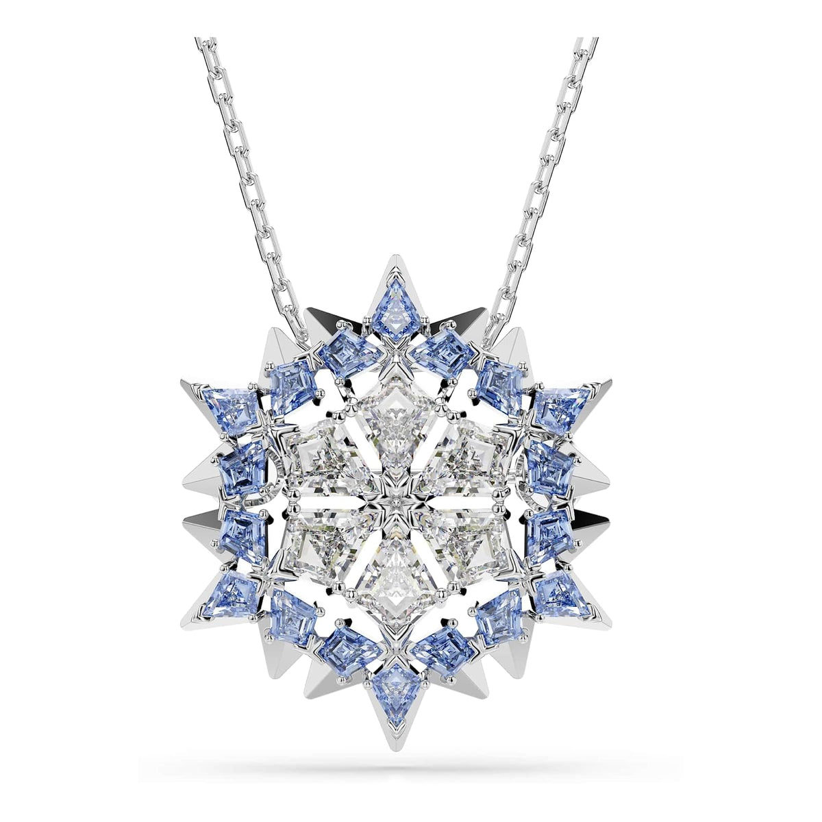 Swarovski Conjunto Magic, Copo de nieve, Azul, Baño de rodio - Magic colgante y broche - Azul