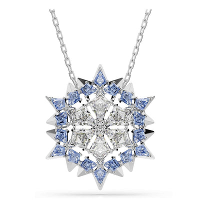 Swarovski Conjunto Magic, Copo de nieve, Azul, Baño de rodio - Magic colgante y broche - Azul