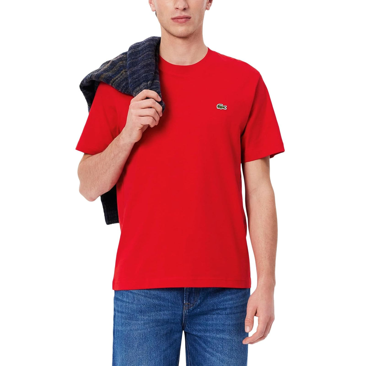 Lacoste - Playera de algodón de Ajuste clásico para Hombre - M - Cocodrilo rojo verde