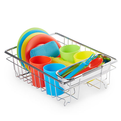 Melissa & Doug ¡Juguemos de Casita! Juego para Lavar y Secar Platos, 4 Puestos de Mesa, USA con el Set de Cocina o por Separado (24 Piezas)