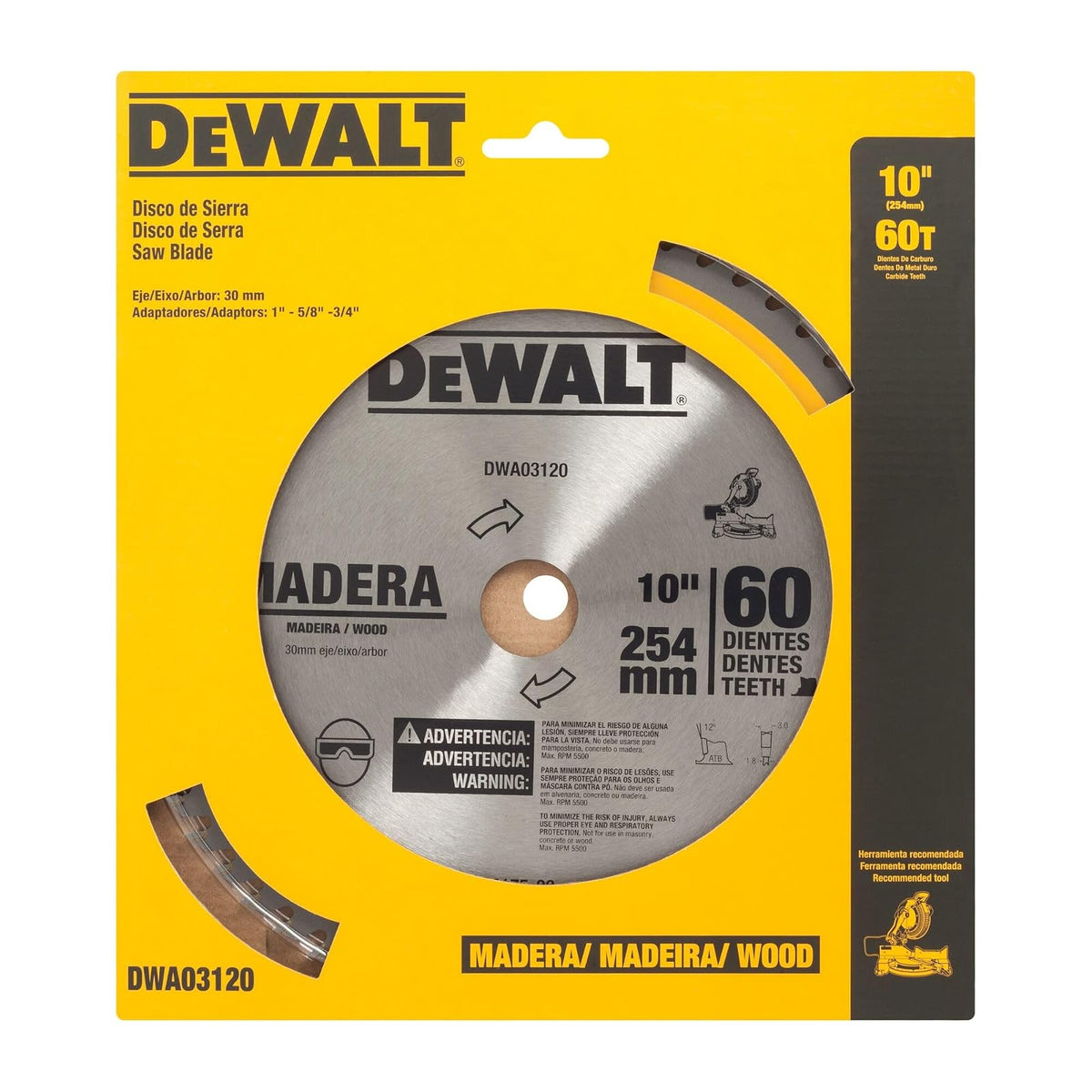 DEWALT Disco para Sierra Circular 10" (254mm), 60 Dientes, DWA03120