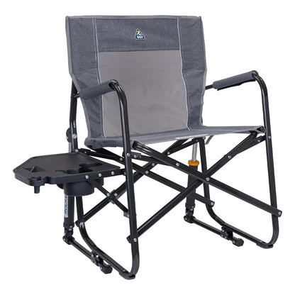 GCI Outdoor Freestyle Rocker XL con Mesa Auxiliar Silla de Camping | Mecedora Plegable portátil con reposabrazos sólidos y duraderos, Soporte para Bebidas y Respaldo cómodo, Color Rojo - Freestyle Rocker con mesa auxiliar - peltre jaspeado