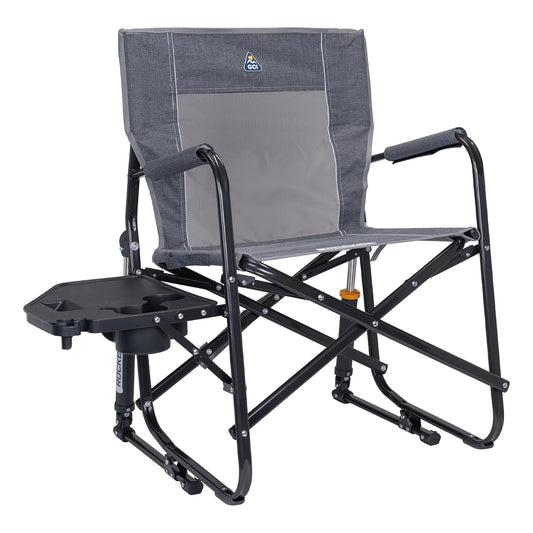GCI Outdoor Freestyle Rocker XL con Mesa Auxiliar Silla de Camping | Mecedora Plegable portátil con reposabrazos sólidos y duraderos, Soporte para Bebidas y Respaldo cómodo, Color Rojo - Freestyle Rocker con mesa auxiliar - peltre jaspeado