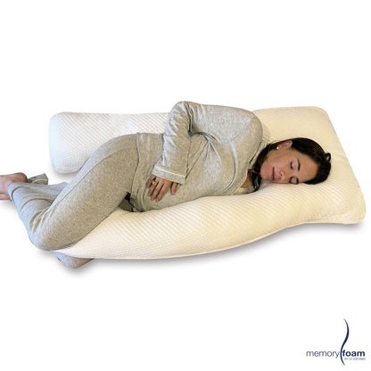 Memory Foam | Almohada de Embarazo Almohada para Embarazadas de Microgel – Duerme Todo el Embarazo y Posparto - Individual - Color Blanco - 125 x 56 x 20 cm –100%