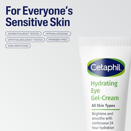 Cetaphil - Crema hidratante en gel para ojos con ácido hialurónico, diseñada para hidratar, iluminar y suavizar profundamente la zona debajo de los ojos, para todo tipo de piel, hipoalergénica y adecuada para pieles sensibles, 0,5 onzas líquidas Oz
