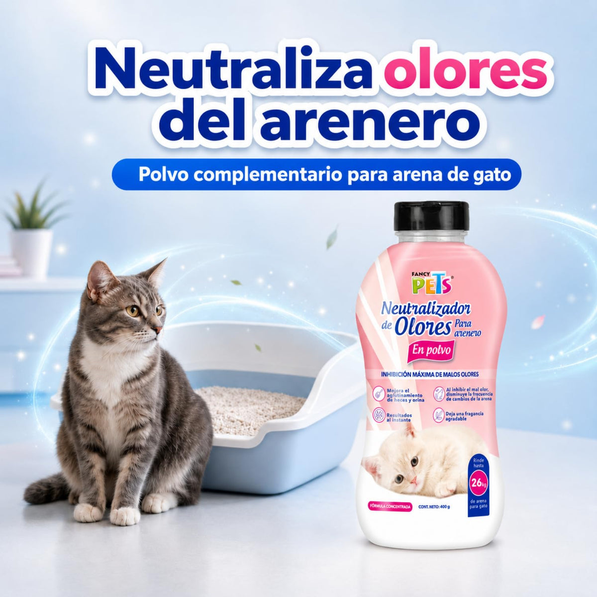 Fancy Pets Neutralizador de Olores en Polvo para Arenero para Gato 400g