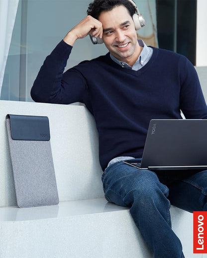 Lenovo - Funda Delgada para portátil de 16 Pulgadas, Compatible con MacBook Air/Pro, Funda Ligera ecológica con Bolsillo para Accesorios y Cierre magnético, Color Gris