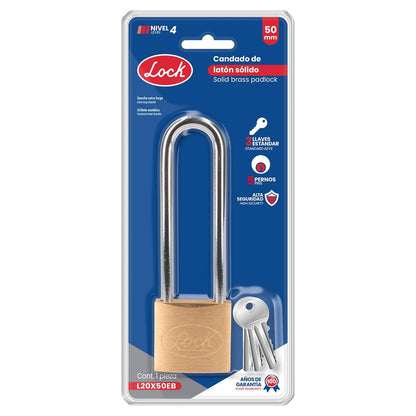 Lock L20X30EB Candado de Latón Extra Largo Llave Estándar, 30 mm