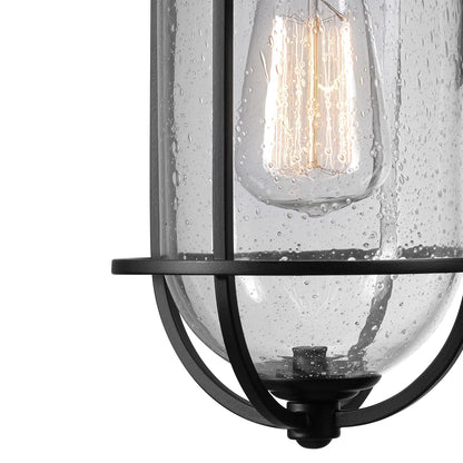 Globe Electric 65498 al aire última intervensión candelabro de pared, Moderno, Black With Seeded Glass