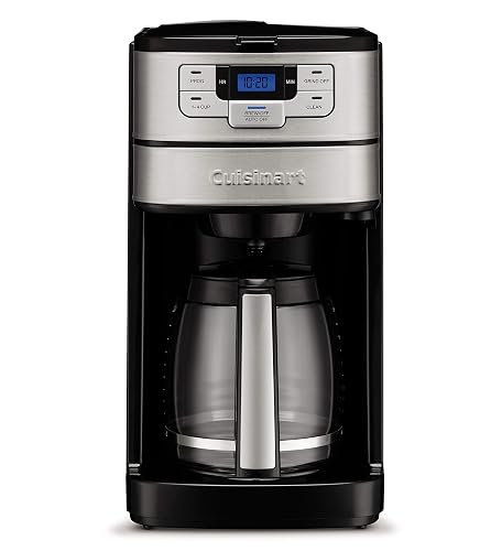 Cuisinart Cafetera con Molino Integrado 12 Tazas Jarra de Vidrio | Molino de cuchillas integrado, Programable 24 horas, Función Grind OFF para café molido, Apagado automático