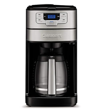 Cuisinart Cafetera con Molino Integrado 12 Tazas Jarra de Vidrio | Molino de cuchillas integrado, Programable 24 horas, Función Grind OFF para café molido, Apagado automático