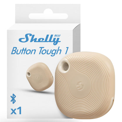 Shelly Blu Button Tough1 Moca - Botón inteligente controlado por Bluetooth, Atenuación, encendido y apagado de dispositivos y activación de escenas Domótica, Grado de IP54, Aplicación iOS Android