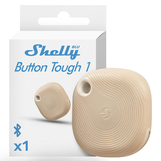 Shelly Blu Button Tough1 Moca - Botón inteligente controlado por Bluetooth, Atenuación, encendido y apagado de dispositivos y activación de escenas Domótica, Grado de IP54, Aplicación iOS Android
