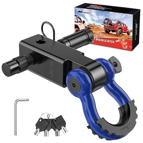 Nilight Receptor de Enganche con Grillete en D Antirrobo de 2 in, 45000 LB, Negro/Azul 92155BB