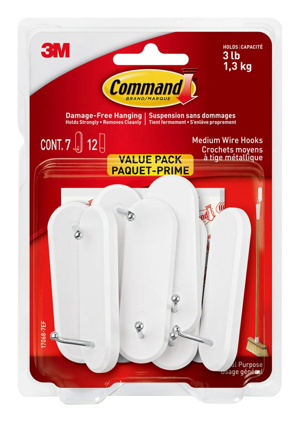 Command Ganchos de Alambre para Colgar sin Dañar la Pared - 7 Hooks - Mediano - empaque estándar