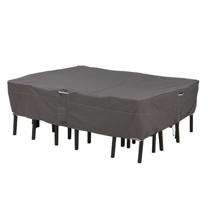 Classic Accessories Ravenna - Juego de mesa y silla de patio rectangular/ovalada de 128 pulgadas, resistente al agua, funda de mesa para exteriores