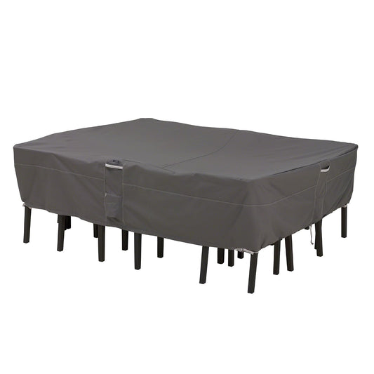 Classic Accessories Ravenna - Juego de mesa y silla de patio rectangular/ovalada de 128 pulgadas, resistente al agua, funda de mesa para exteriores