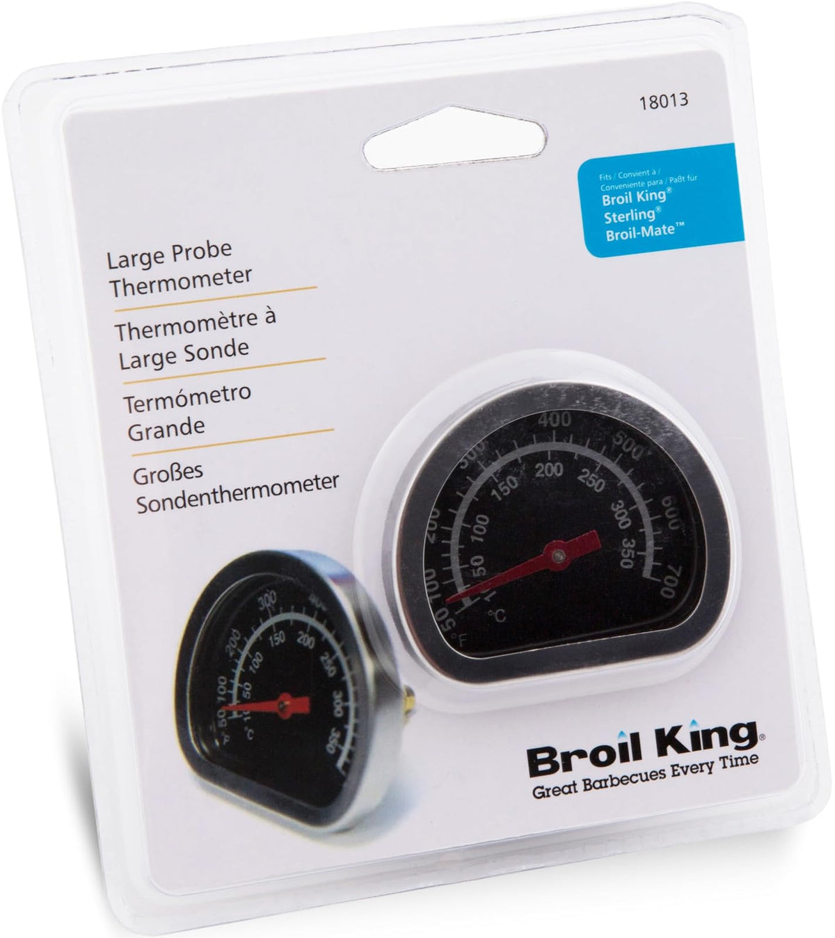 Broil King 18013 - Indicador de calor de tapa de repuesto grande, color plateado