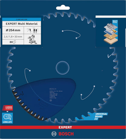 Bosch 2 608 642 528 - Hoja de sierra circular Expert for Multi Material - 254 x 30 x 2,4 mm
