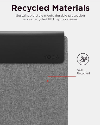 Lenovo - Funda Delgada para portátil de 16 Pulgadas, Compatible con MacBook Air/Pro, Funda Ligera ecológica con Bolsillo para Accesorios y Cierre magnético, Color Gris