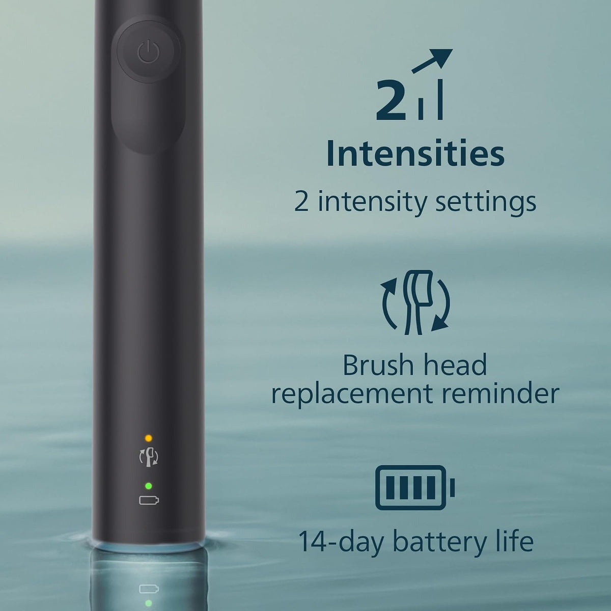 PHILIPS - Cepillo de dientes eléctrico Sonicare 4100, cepillo de dientes eléctrico recargable con sensor de presión, negro HX3681/24