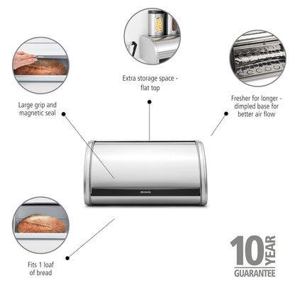 Brabantia 339585 Panera con Tapa Deslizante, Acero Brillante