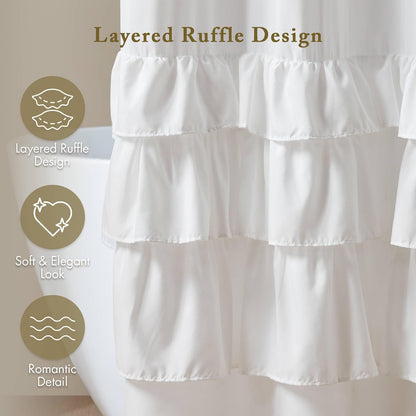Madison Park Grace - Cortina de Ducha Blanca para baño, 72 x 72 Pulgadas, Color Blanco