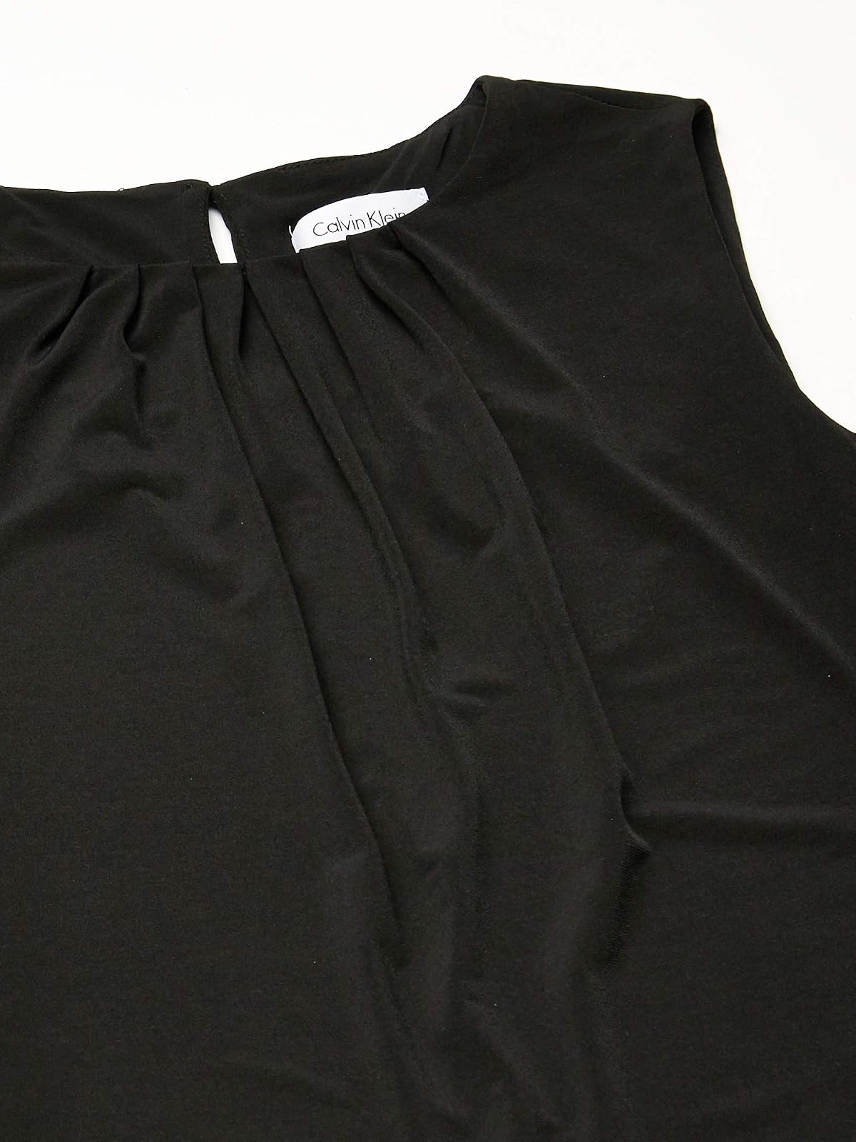 Calvin Klein Camiseta sin Mangas con Cuello Plisado para Mujer | Cuello plisado, sin mangas, capas, trabajo, salir, cena