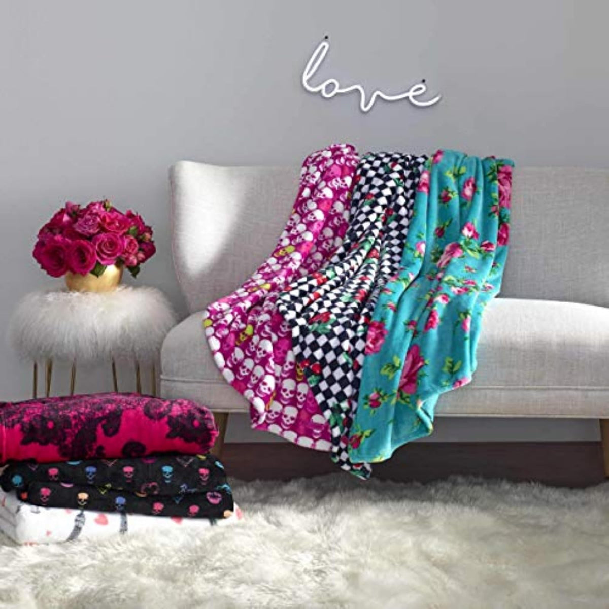Betsey Johnson Lovestruck Cobija de encaje, 127.00 cm x 177.80 cm, color rojo oscuro, Ecléctico, Betsey Signature, 127 cm x 177 cm, 1