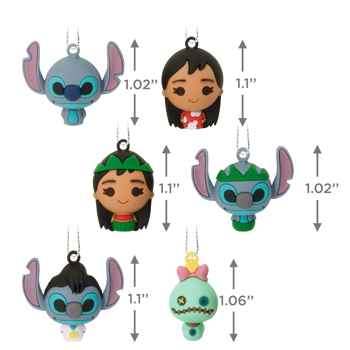 Hallmark Disney Lilo and Stitch Adornos navideños en Miniatura, Juego de 6 Unidades