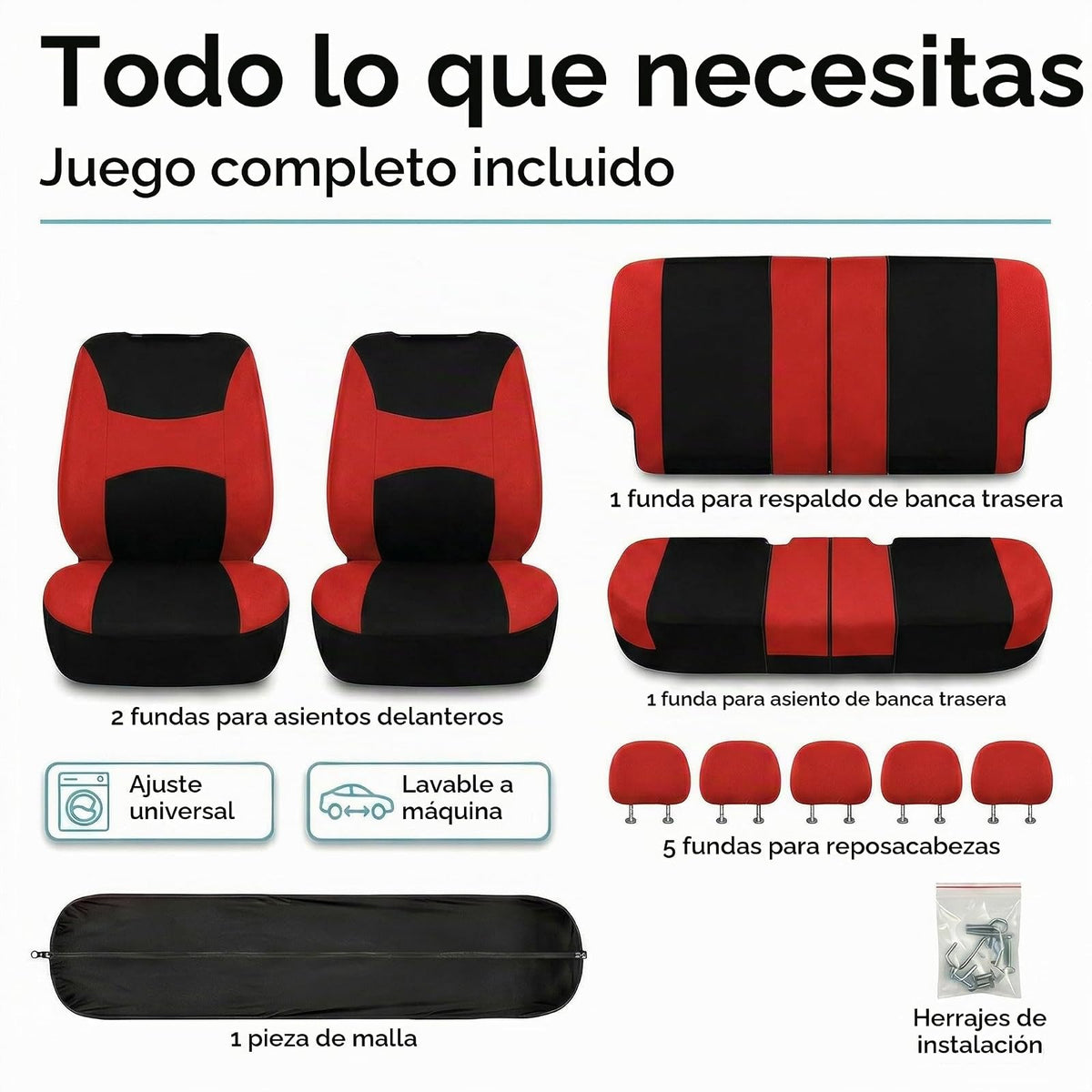 FH Group - Juego Completo de Fundas para Asientos de Automóvil con alfombras, Funda para Volante y Almohadillas para Orejas para cinturón de Seguridad, Ajuste Universal para Automóviles, Camiones y SUV, Color