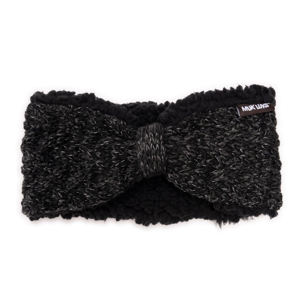 MUK LUKS - Diadema estándar para mujer, diseño de mariposa, acrílico y luurex, color ébano y gris jaspeado - Talla única - Ebony - Dk Grey Heather