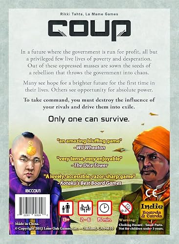 Indie Boards & Cards Juego de Cartas Coup (The Dystopian Universe)