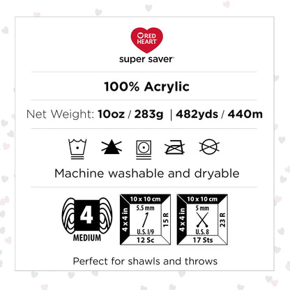 Red Heart Super Saver Jumbo - Hilo de menta degradada - Paquete de 2 unidades de 283 g/10 oz - Acrílico - 4 medianos (peorado) - 482 yardas - Tejer/Crochet
