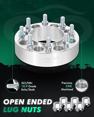 SCITOO - 2 espaciadores de Rueda de 2 Pulgadas de 8 x 6.5 Pernos 9/16 121 mm 8 lengüetas espaciadores de Rueda para Ram 3500 2500 para Dodge Ram 3500 Ram 2500 | Espaciadores de rueda para Ram 3500 2500 para Dodge Ram 3500 Ram 2500