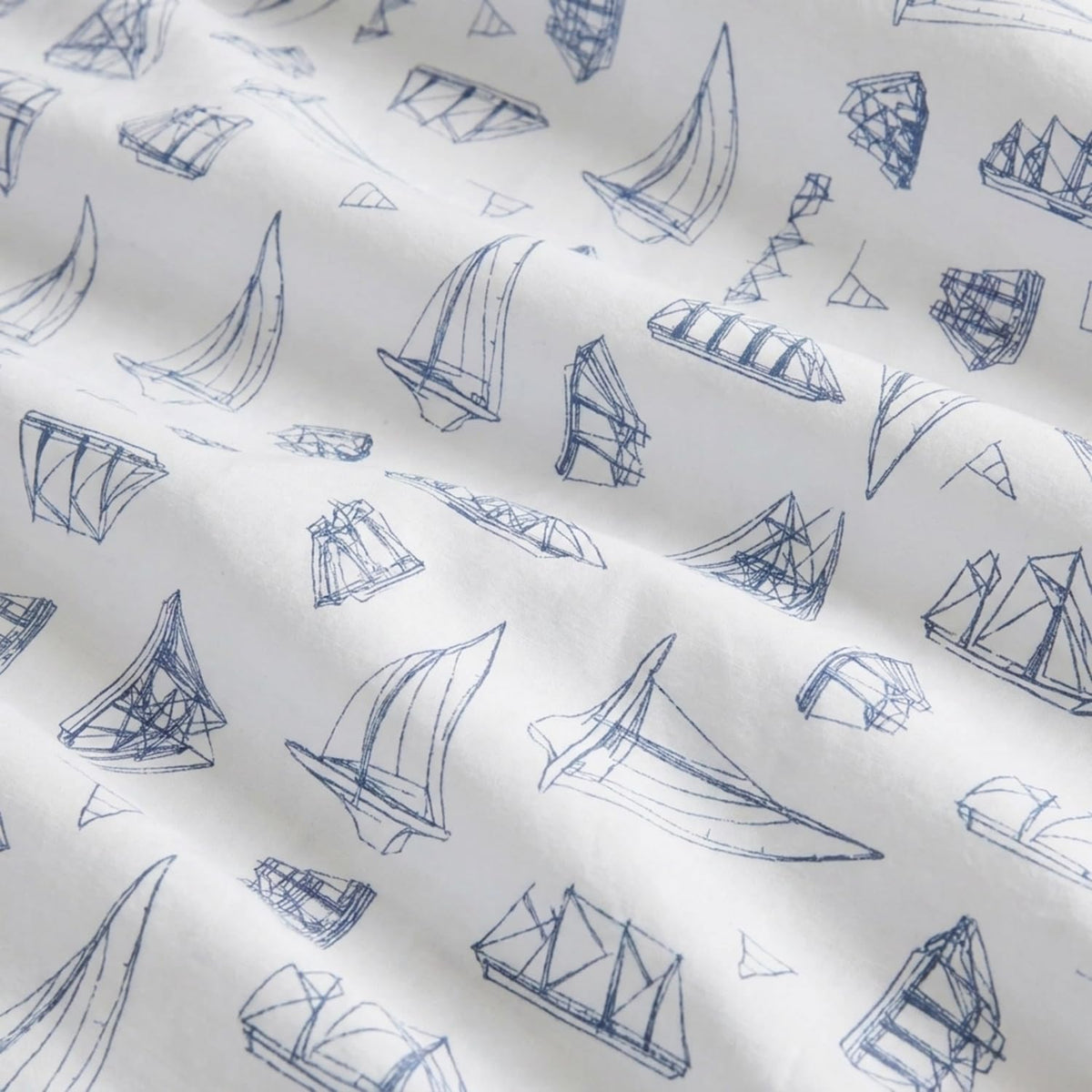 Nautica - Juego de sábanas de algodón percal con Funda de Almohada a Juego, elástico, Esenciales para recámara (Azul Vela de Madera Blanca)