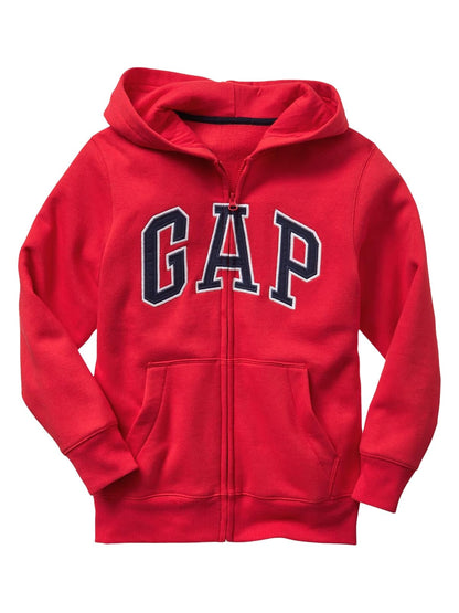 Gap Logo Hoodie Hooded Full Zip Sweatshirt Sudadera Niños - XL - Rojo puro