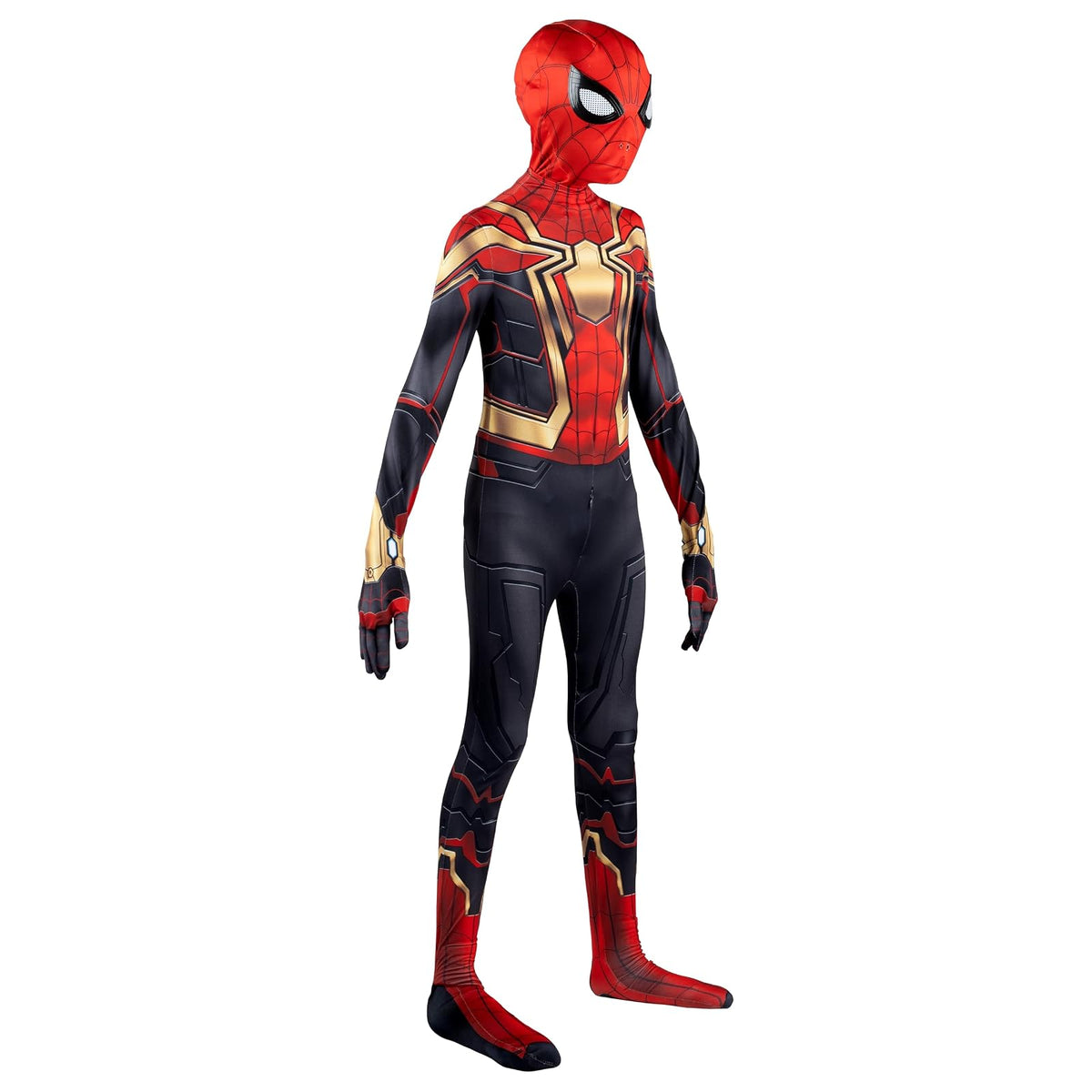 Marvel - Disfraz de Zentai de lujo oficial de Spider-Man integrado – Spandex elástico de dos vías de lujo con cremalleras invisibles y aberturas de muñeca para mayor comodidad (XL) Multi