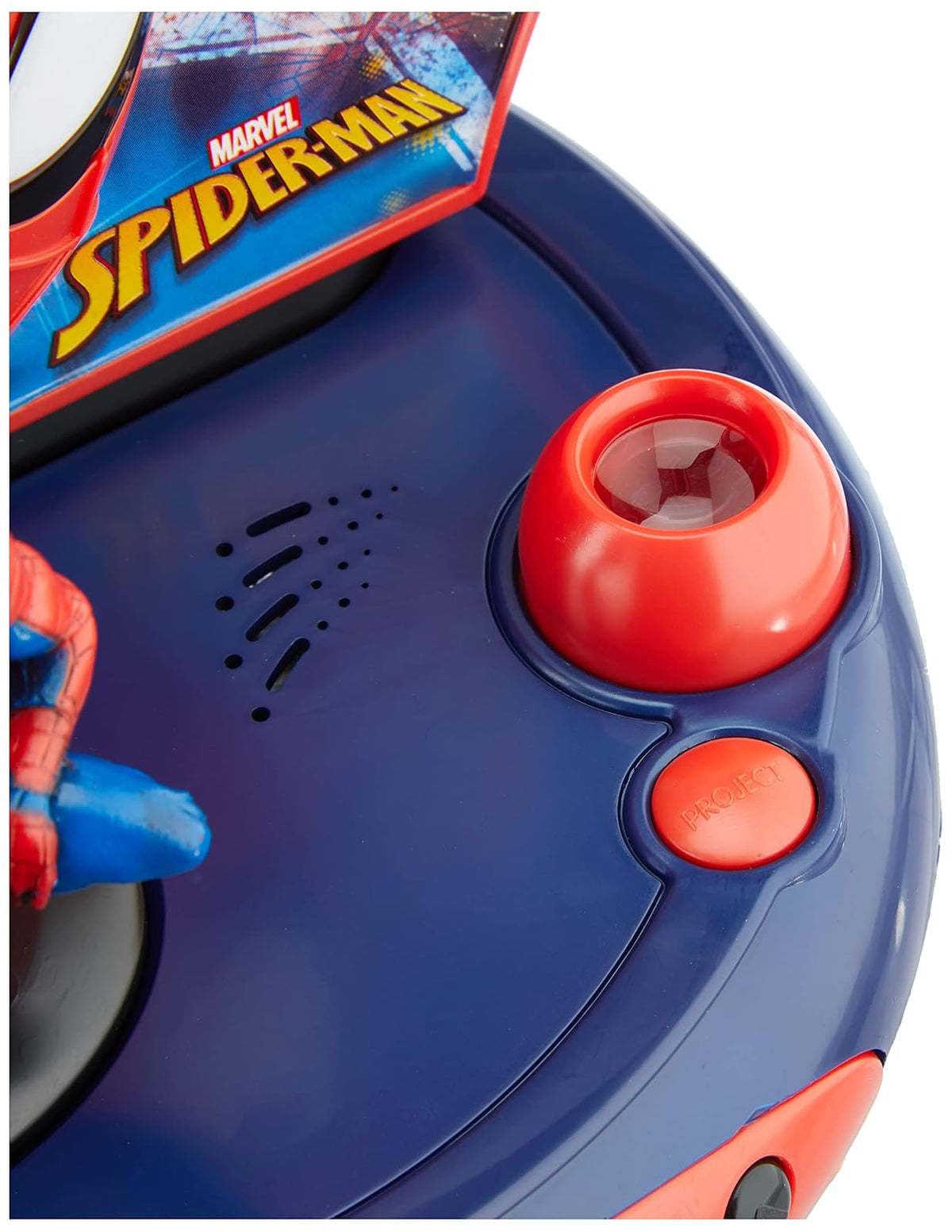Lexibook Marvel Spider-Man Peter Parker Radio Reloj proyector, Luz de Noche incorporada, proyección de Tiempo en el Techo, Efectos de Sonido, Funciona con batería, Azul/Rojo, RP500SP