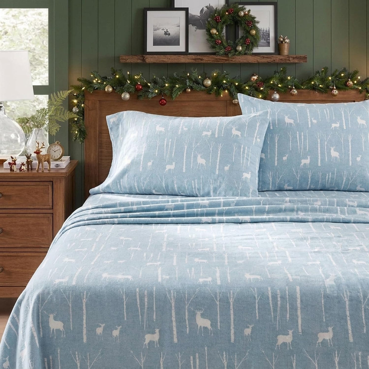 Eddie Bauer - Juego de sábanas Individuales, Ropa de Cama de Franela de algodón cálido y Transpirable con Bolsillos Profundos, Cepillado para Mayor suavidad, acogedora decoración del hogar,