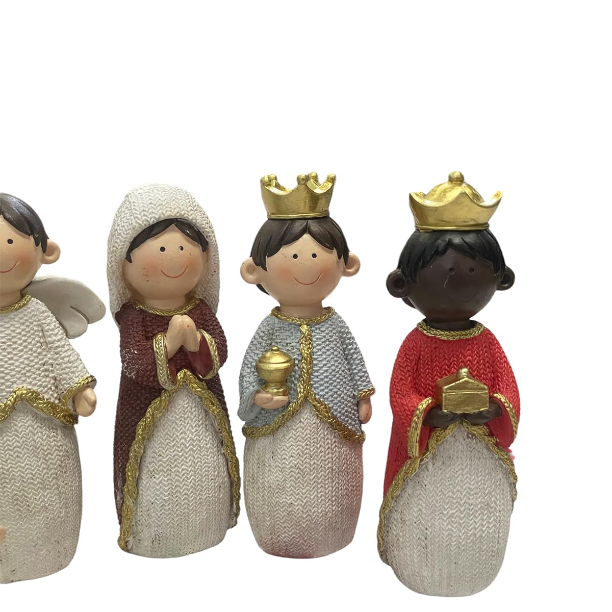 Running Decora | Nacimiento | Blanco, Dorado y Colores | Adornos Navideños | 10 Piezas | 13 cm