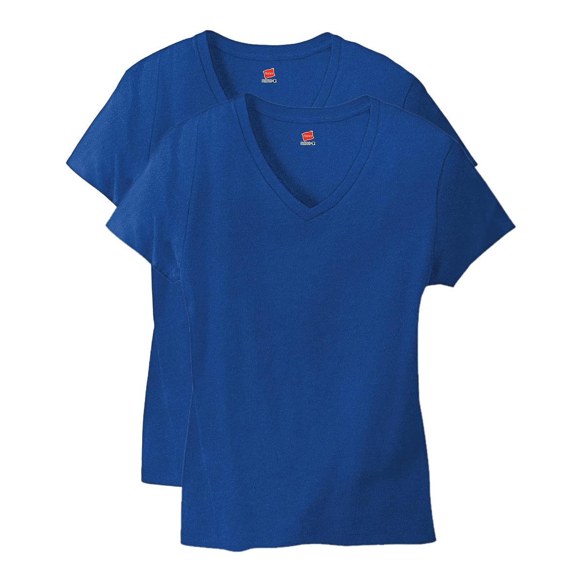Hanes Playera Cuello en V para Mujer, 100% Algodón - Deep Royal Paquete de 2 - 3XL