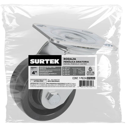 Surtek RFE10F Rodaja fenólica fija 4"