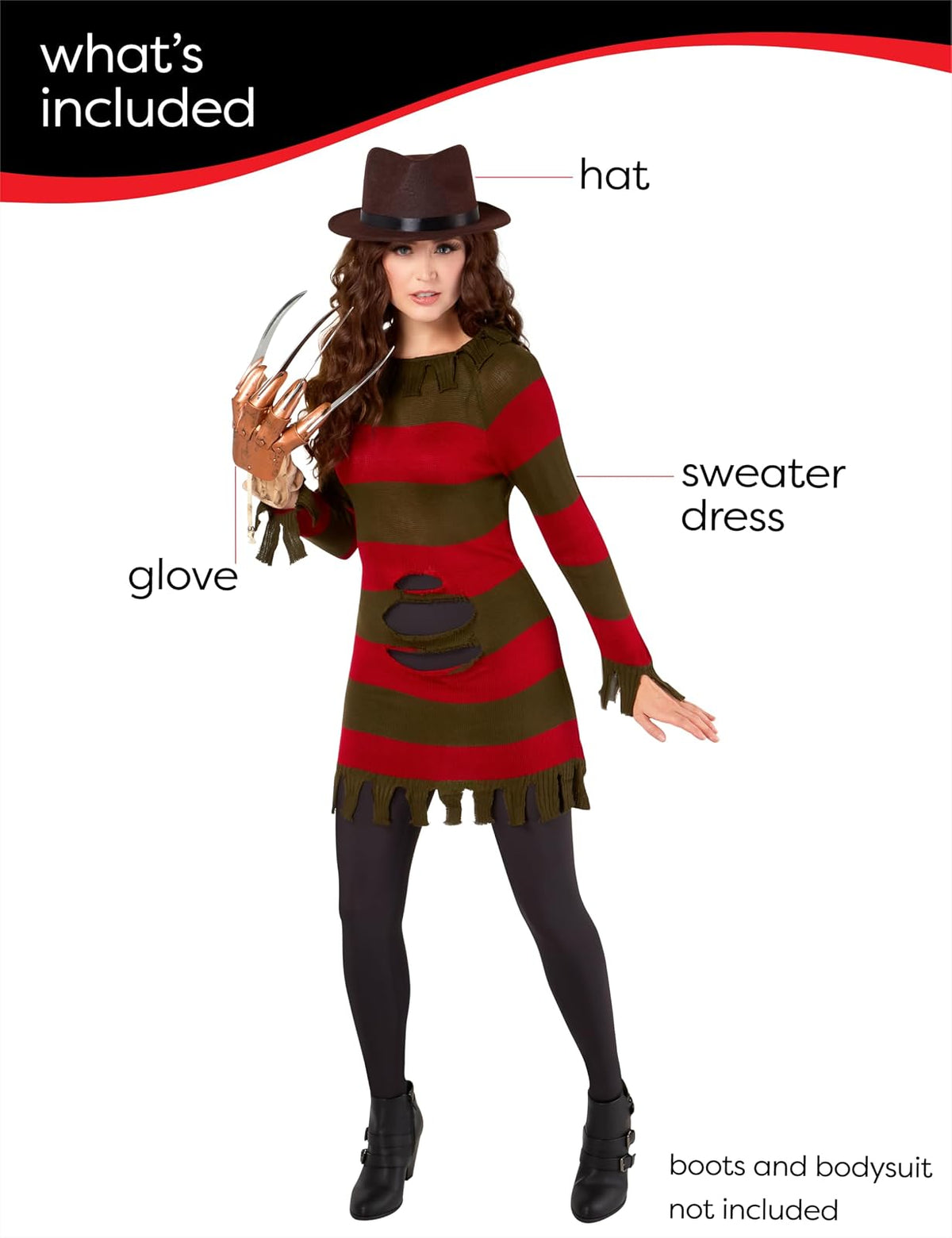 Disfraz de Miss Krueger Secret Wishes, Rojo -, M