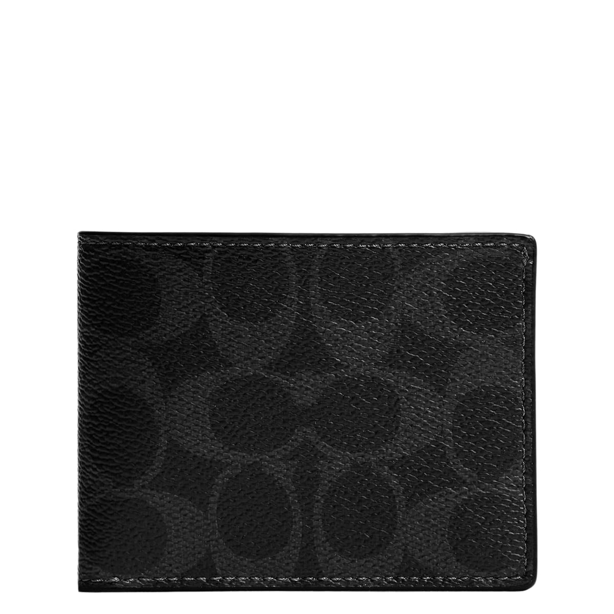 COACH Billetera delgada para hombre, Negro/Carbón Signature, One Size