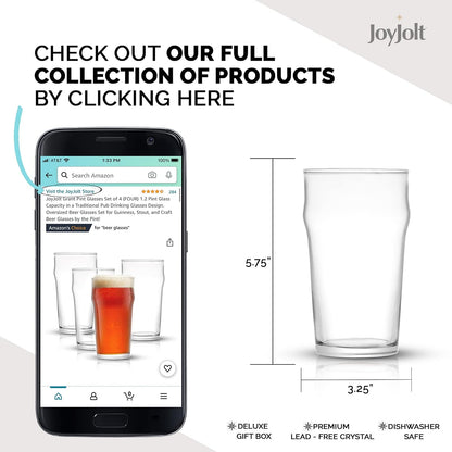 JoyJolt otorgar 19oz Cerveza Pint Juego de 4 vaso para cereza con capacidad en un pub tradicional