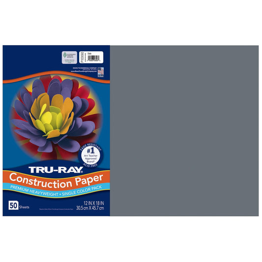 Tru-Ray® Papel de construcción pesado, pizarrón, 12 x 18 pulgadas, 50 hojas