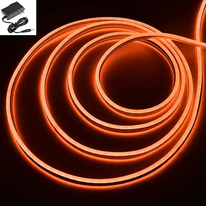 DOSYU Tira Neón Flex LED, 12V 16.4ft/5m Impermeable Flexible Cortable DIY 2835 Luces Led IP65 Decorativa para TV, Cuarto, Halloween, Fiesta de Navidad, con Adaptador(Naranja)
