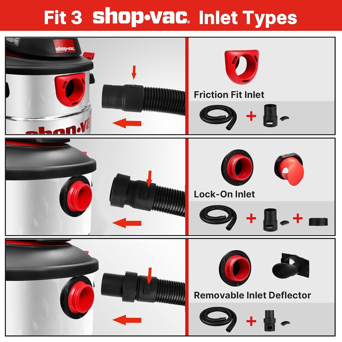 Shop-Vac 9050333 - Manguera de 2.5 pulgadas de diámetro x 8 pies de longitud, largo alcance, manguera de aspiradora, negro, (paquete de 1)